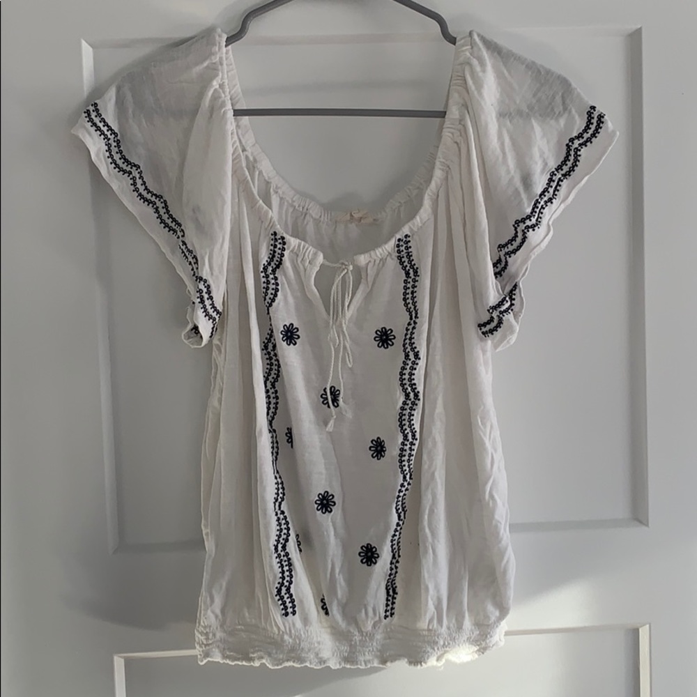 Aeropostale Off-Shoulder Embroidered Blouse